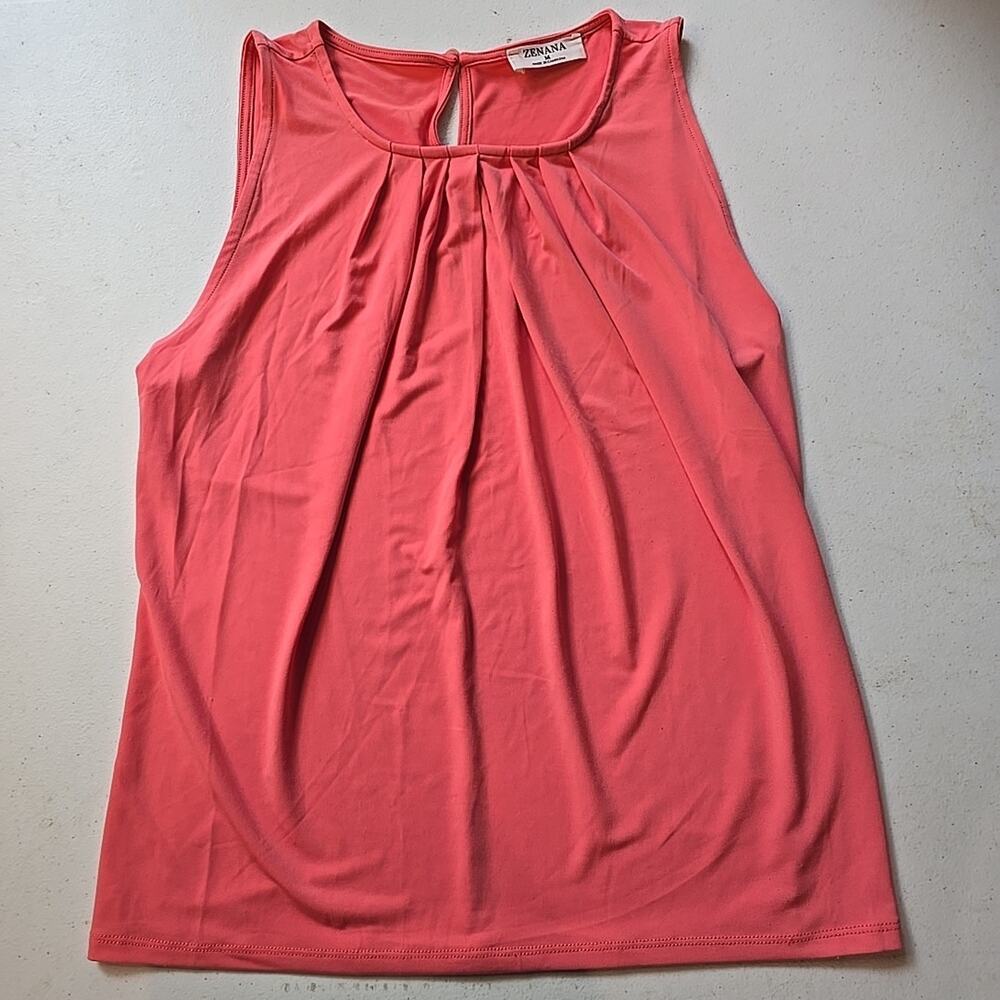 Zenana Coral Sleeveless Top Stretchy‎ Flowy Size M Medium